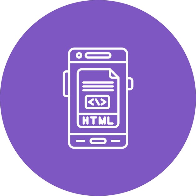 Imagen vectorial de icono HTML Se puede utilizar para el desarrollo de aplicaciones móviles