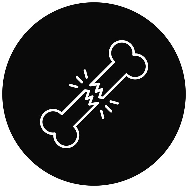 La imagen vectorial del icono del hueso roto se puede utilizar para la medicina