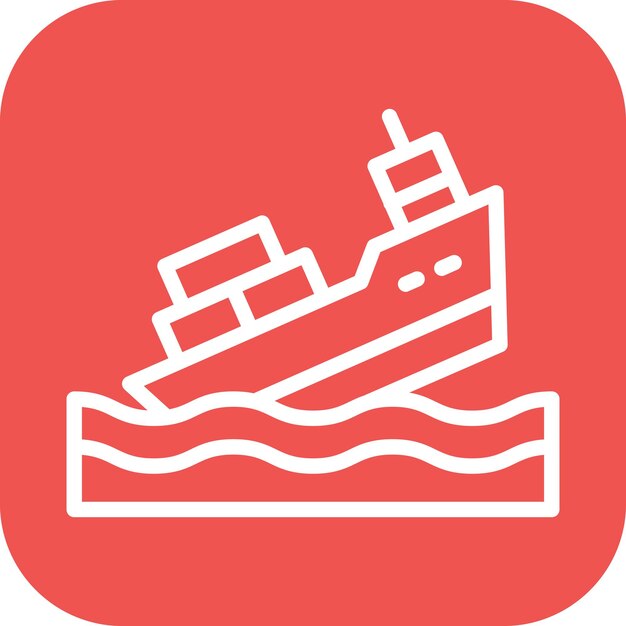 Imagen vectorial del icono del hundimiento del barco Se puede usar para el Océano
