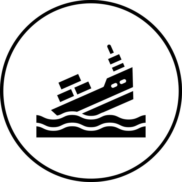 Imagen vectorial del icono del hundimiento del barco Se puede usar para el Océano
