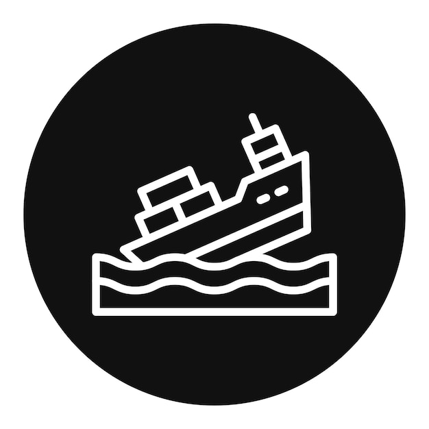 Imagen vectorial del icono del hundimiento del barco Se puede usar para el Océano