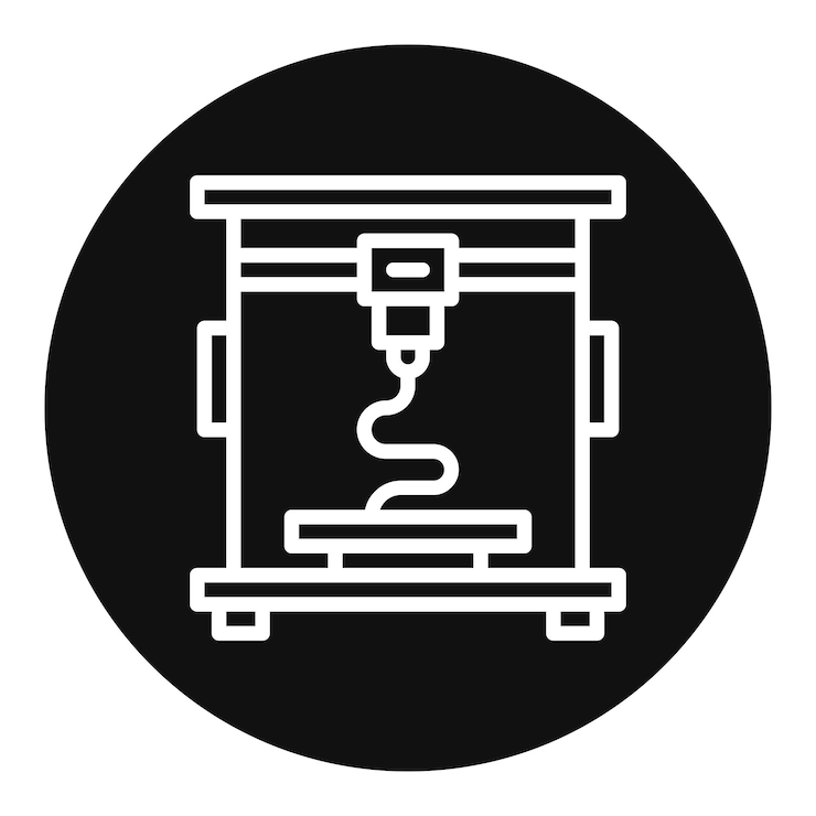 Vector imagen vectorial del icono de la impresora 3d puede utilizarse para la fabricación aditiva
