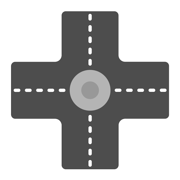 Imagen vectorial de icono de intersección de cuatro vías Se puede usar para mapa y navegación