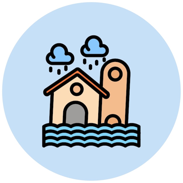La imagen vectorial del icono de la inundación se puede utilizar para el calentamiento global