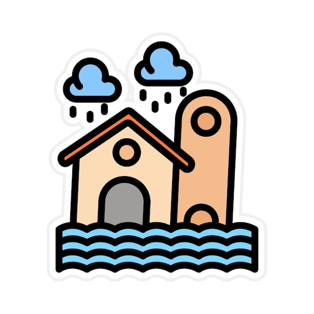 La imagen vectorial del icono de la inundación se puede utilizar para el calentamiento global