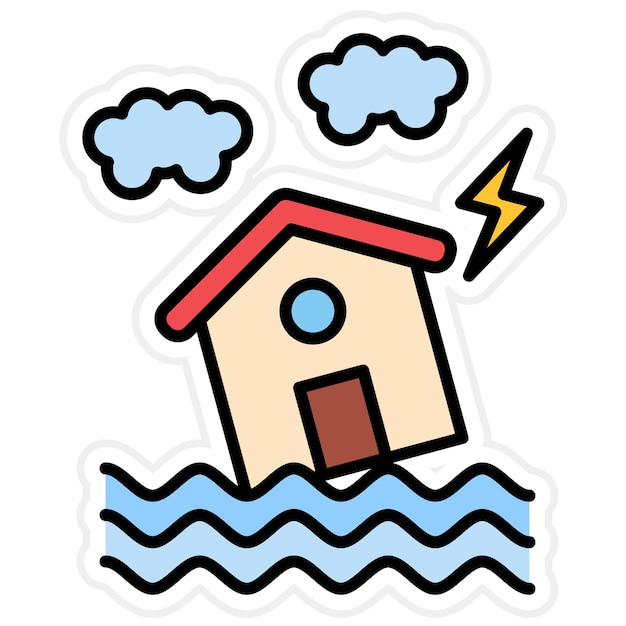 La imagen vectorial del icono de la inundación se puede utilizar para desastres naturales