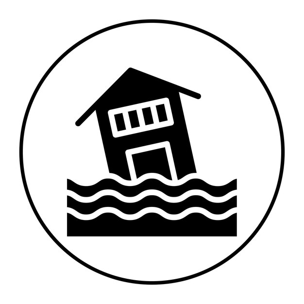 La imagen vectorial del icono de la inundación se puede utilizar para las personas sin hogar