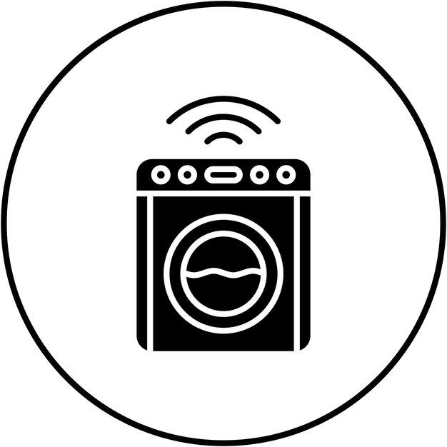 Imagen vectorial del icono de la lavadora inteligente Se puede utilizar para el hogar inteligente