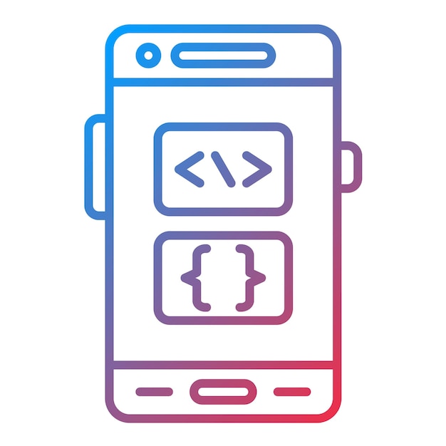 Imagen vectorial de icono de lenguaje de codificación Se puede utilizar para el desarrollo de aplicaciones móviles