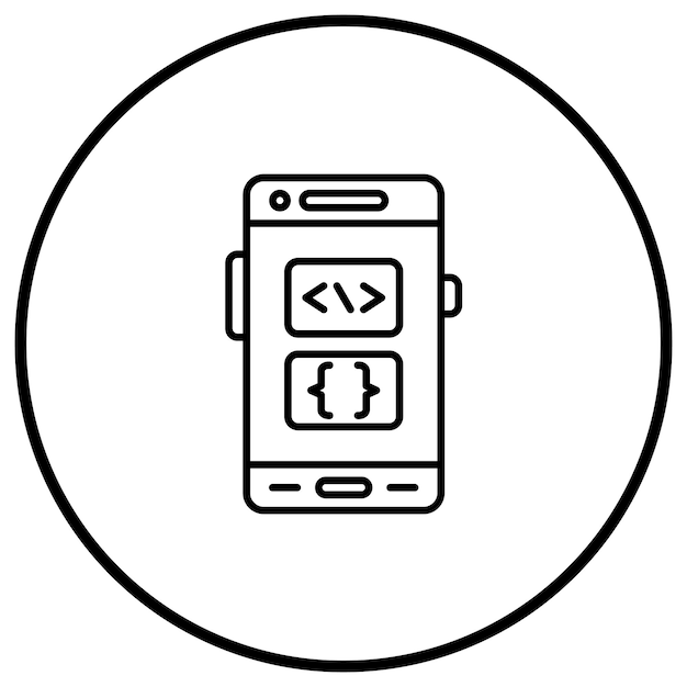 Imagen vectorial de icono de lenguaje de codificación Se puede utilizar para el desarrollo de aplicaciones móviles