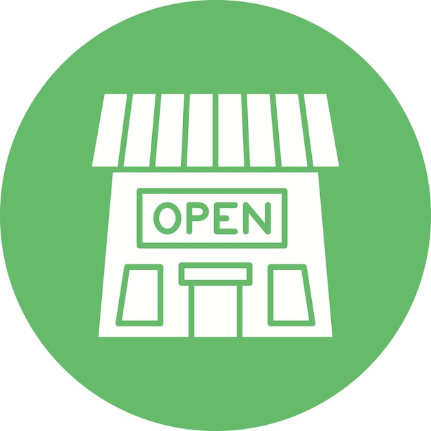 Imagen vectorial del icono del letrero de la tienda abierta Se puede utilizar para negocios y finanzas