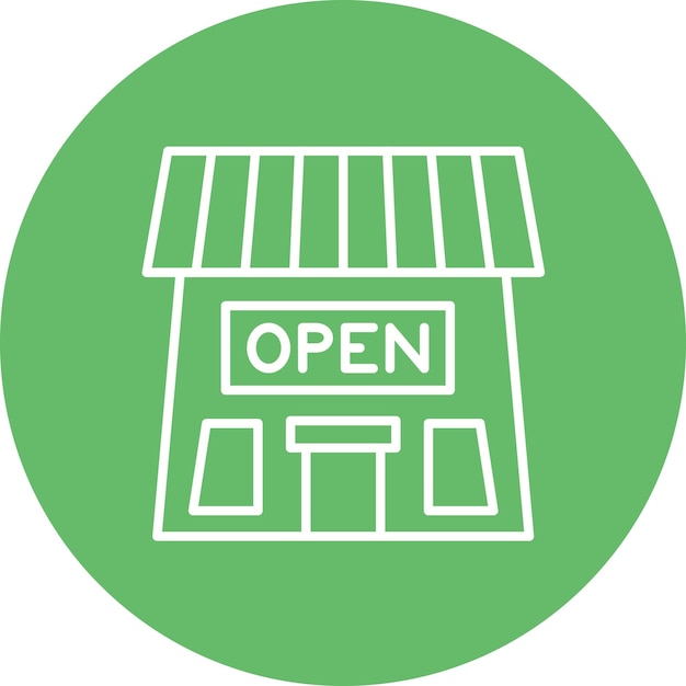 Imagen vectorial del icono del letrero de la tienda abierta Se puede utilizar para negocios y finanzas
