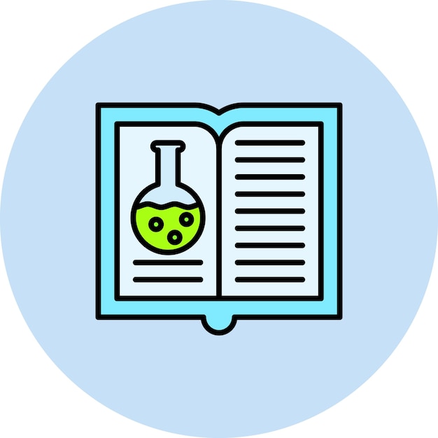 Imagen vectorial del icono de libro abierto de química Se puede usar para química