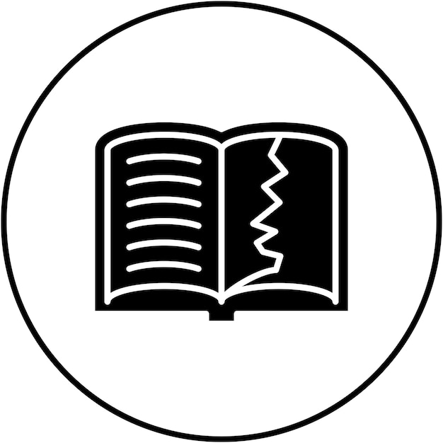 Vector imagen vectorial del icono del libro desgarrado se puede usar para la biblioteca