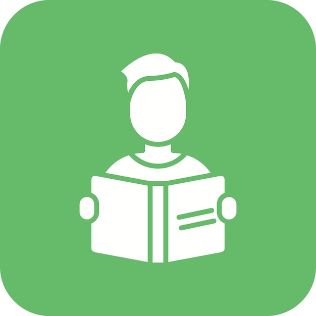 Imagen vectorial del icono del libro de lectura del estudiante Se puede utilizar para el aprendizaje