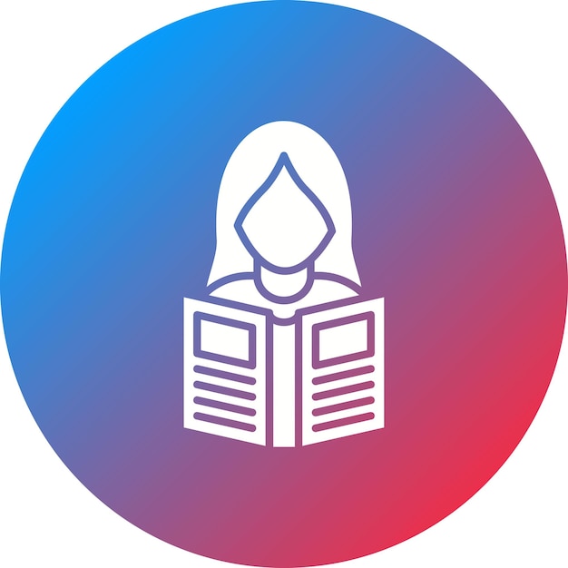 Imagen vectorial del icono del libro de lectura de las mujeres Se puede utilizar para la biblioteca