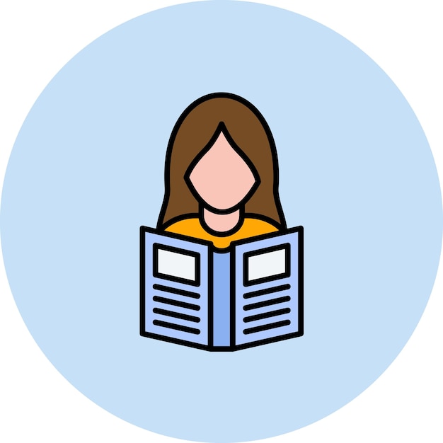 Imagen vectorial del icono del libro de lectura de las mujeres Se puede utilizar para la biblioteca