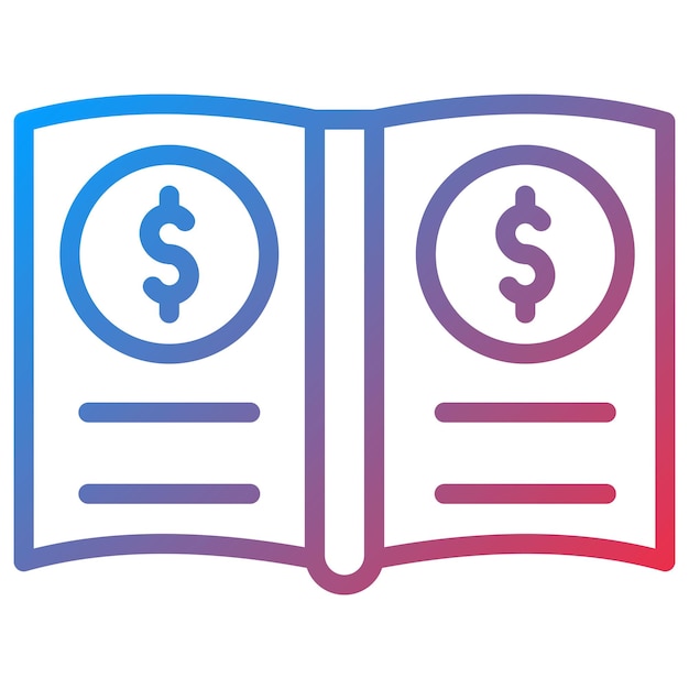 Imagen vectorial del icono del libro mayor general Se puede utilizar para documentos y archivos