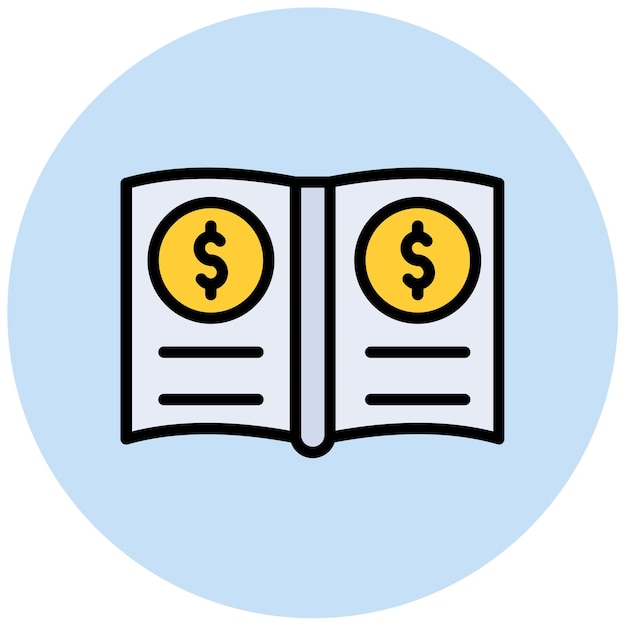 Imagen vectorial del icono del libro mayor general Se puede utilizar para documentos y archivos