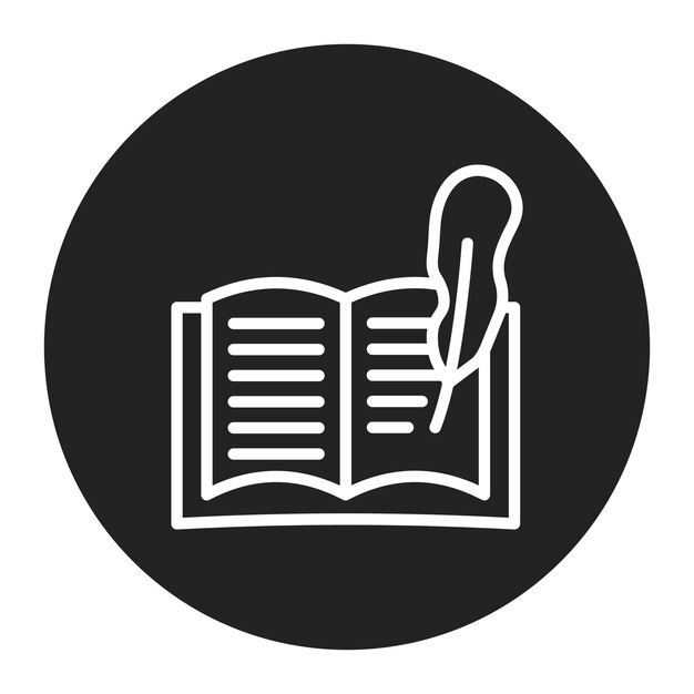Imagen vectorial del icono del libro y la pluma se puede usar para la minería y la artesanía