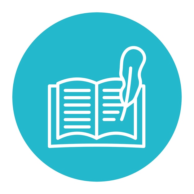 Imagen vectorial del icono del libro y la pluma se puede usar para la minería y la artesanía