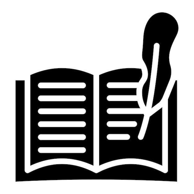 Imagen vectorial del icono del libro y la pluma se puede usar para la minería y la artesanía