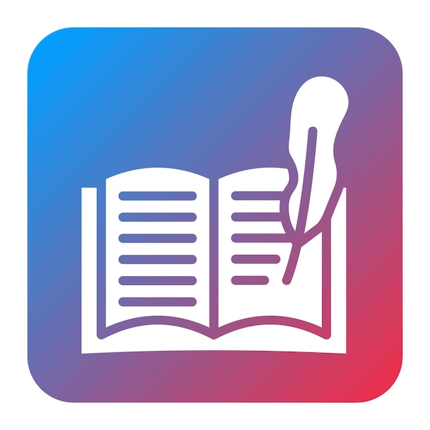 Imagen vectorial del icono del libro y la pluma se puede usar para la minería y la artesanía
