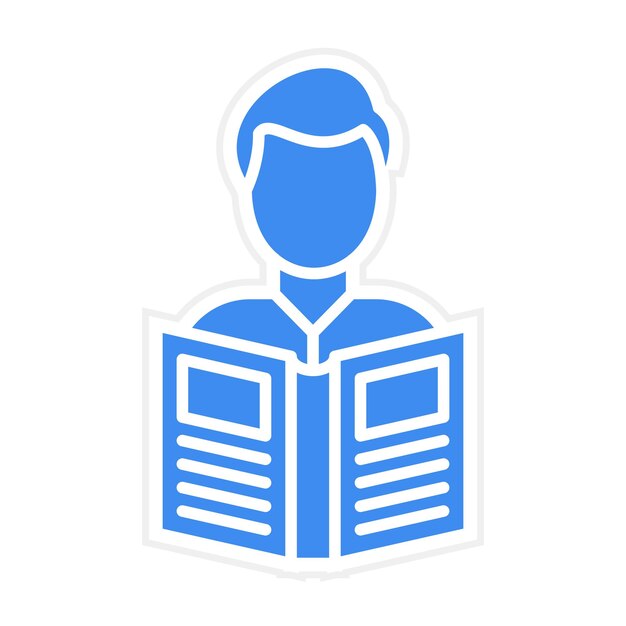 Imagen vectorial del icono del libro que lee el hombre Se puede utilizar para la biblioteca