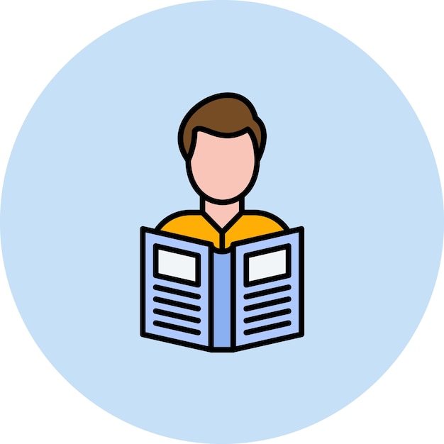 Imagen vectorial del icono del libro que lee el hombre Se puede utilizar para la biblioteca