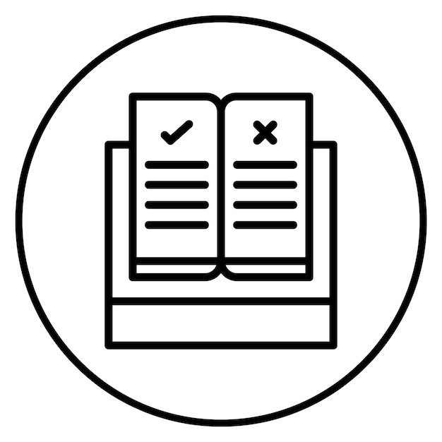 Imagen vectorial del icono del libro de regulación Se puede utilizar para la compilación y la regulación