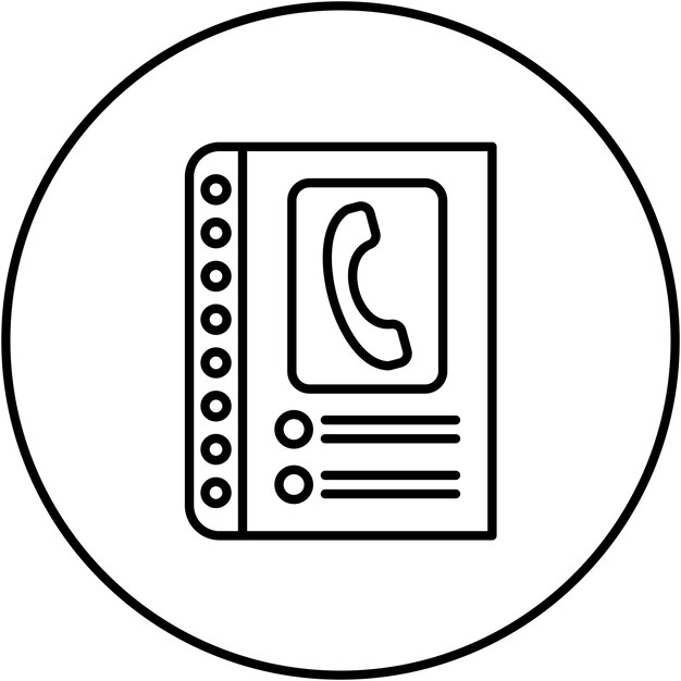 Imagen vectorial del icono del libro de teléfono Se puede utilizar para Comunicación y Medios