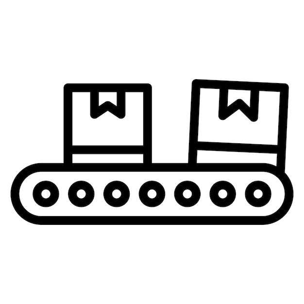 Imagen vectorial del icono de la línea de producción Se puede utilizar para la fabricación y distribución