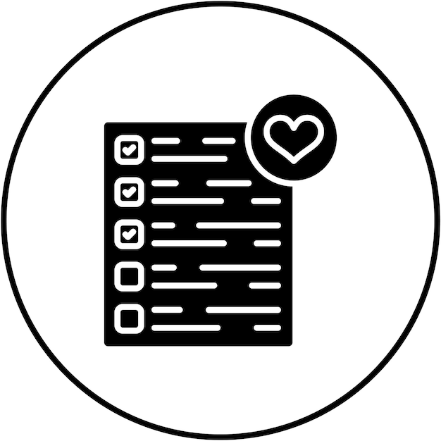 Imagen vectorial del icono de la lista de deseos Se puede usar para el comercio electrónico de moda