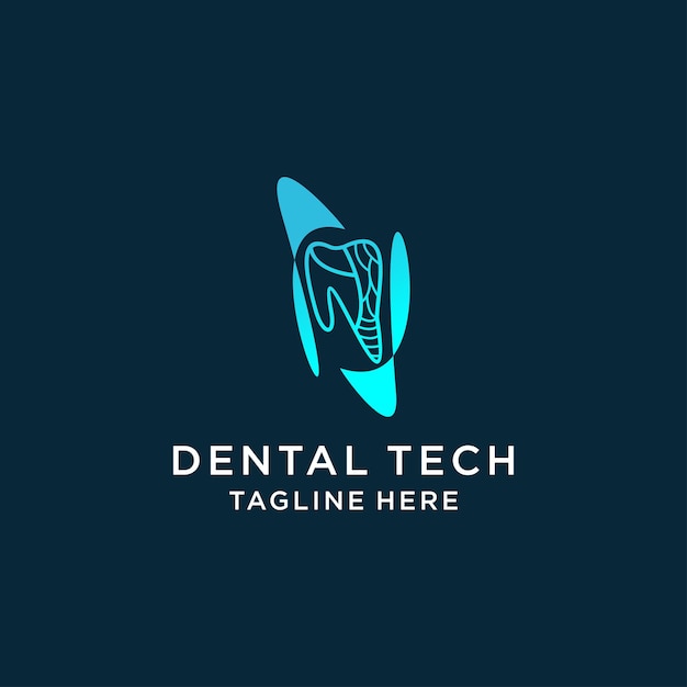 Imagen vectorial de icono de logotipo de tecnología dental