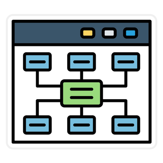 Imagen vectorial del icono del mapa del sitio Se puede utilizar para SEO y SEM