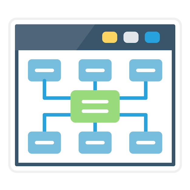 Imagen vectorial del icono del mapa del sitio se puede utilizar para seo y sem