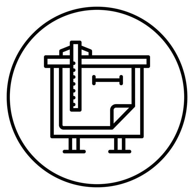 Imagen vectorial del icono de la máquina de dibujo Se puede usar para Ingeniero en Mecánica