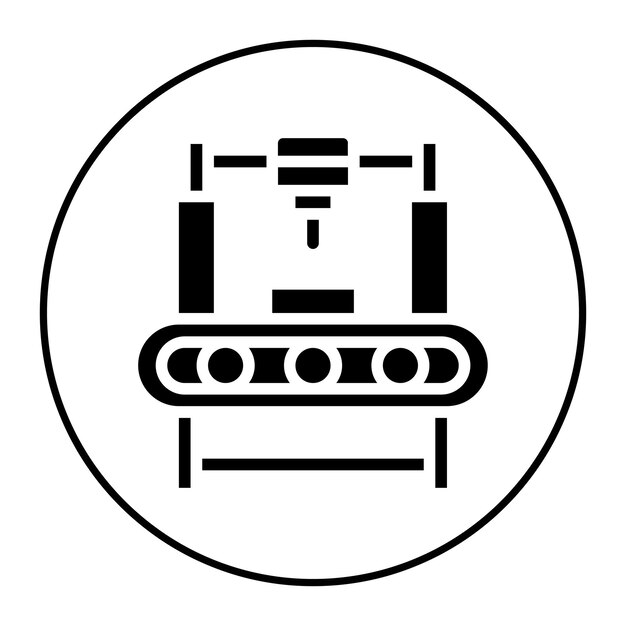 Imagen vectorial del icono de la maquinaria de producción Se puede utilizar para la producción en masa