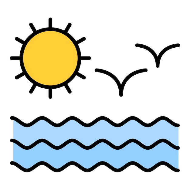 Imagen vectorial del icono del mar Se puede utilizar para la línea costera