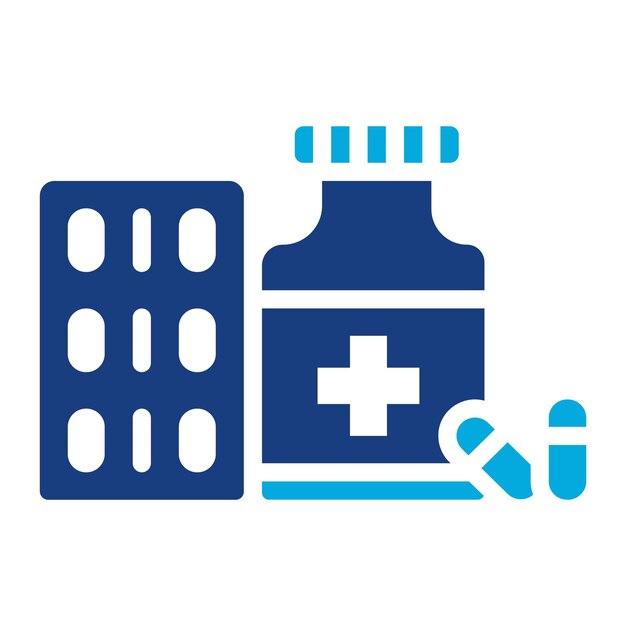 Imagen vectorial del icono de los medicamentos Puede utilizarse para los servicios domésticos