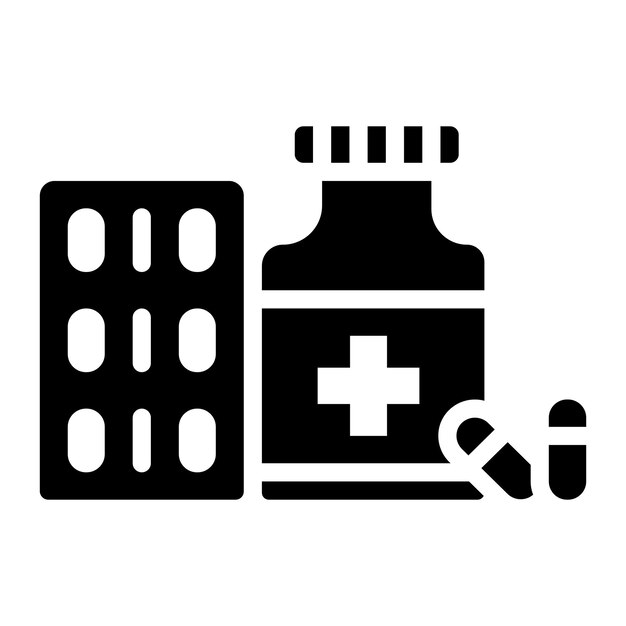 Imagen vectorial del icono de los medicamentos Puede utilizarse para los servicios domésticos
