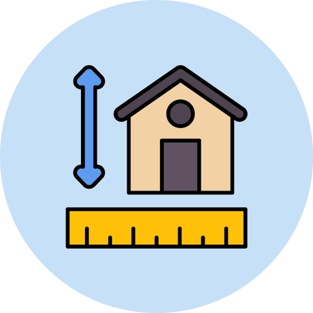 Imagen vectorial del icono de medición de la casa Se puede utilizar para bienes raíces