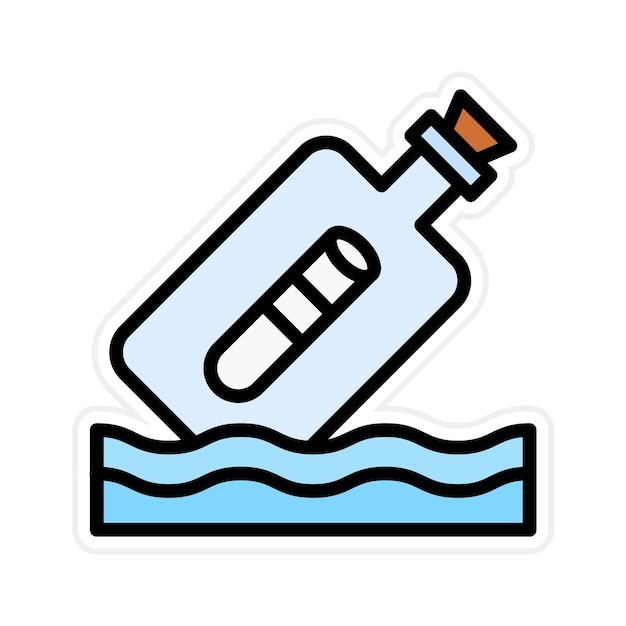 Imagen vectorial de icono de mensaje en botella puede usarse para Ocean