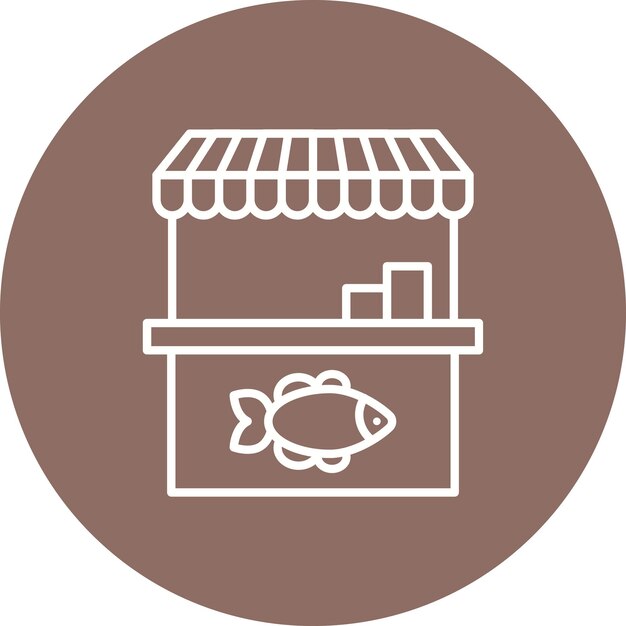 Imagen vectorial del icono del mercado de peces Se puede utilizar para el mercado callejero