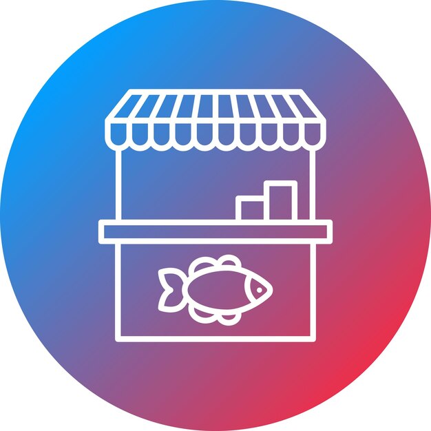Imagen vectorial del icono del mercado de peces Se puede utilizar para el mercado callejero