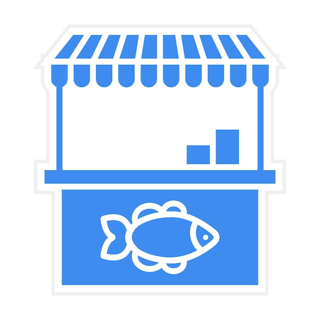 Imagen vectorial del icono del mercado de peces Se puede utilizar para el mercado callejero
