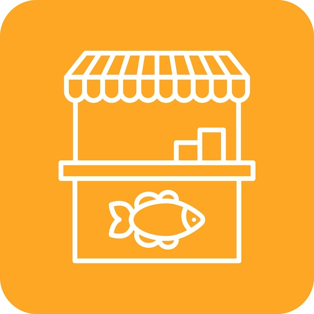Imagen vectorial del icono del mercado de peces Se puede utilizar para el mercado callejero
