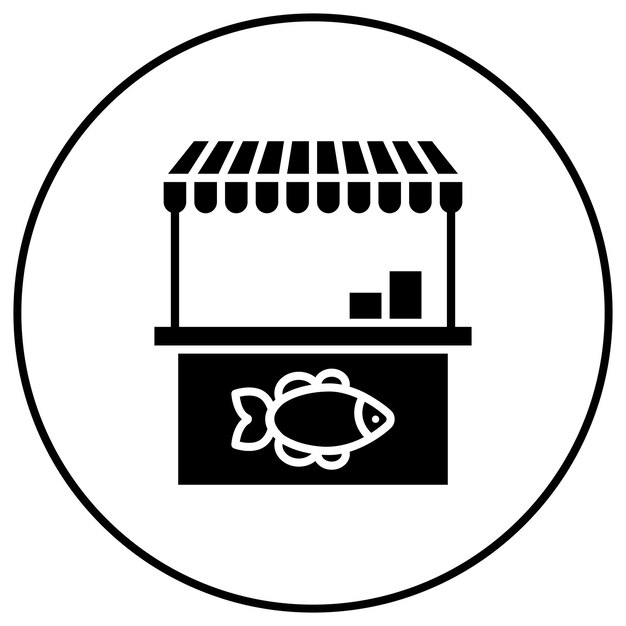Imagen vectorial del icono del mercado de peces Se puede utilizar para el mercado callejero