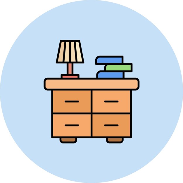 Imagen vectorial del icono de la mesa de la cama Se puede utilizar para el interior