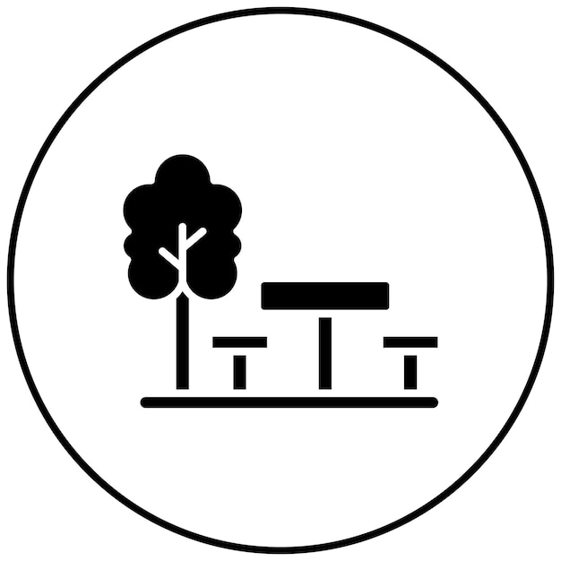 Imagen vectorial del icono de la mesa de picnic Se puede usar para jardinería